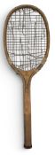 Rare George Gibson Bussey 'Wavy Wedge' The Oxania Tennis Racket c1920 with trademark wavy wedge,