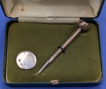 Silver Hallmarked Golf Marker and Propelling Pencil Set, Birmingham 1983