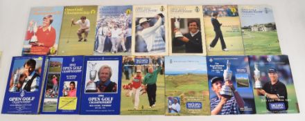British Golf Open Championship programmes 1982-1999 to include 1982 with map, 1983 with map and