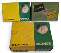 3x Boxes of Dunlop Warwick Wrapped Golf Ball, a box of 12 and two boxes of 6, all unused