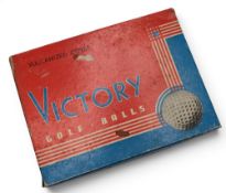 Vintage Box of Victor Golf Balls, vulcanized dimple balls all wrapped G