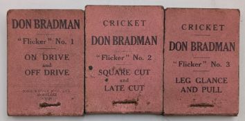 Don Bradman Cricket Flicker Books No.1 on drive and off drive, No.2 square cut and late cut, No.3