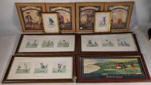 Collection of Golf Prints: two images from Copes Golf Cigarette Cards, 4 antique style golfers, 3x B