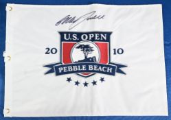 2010 US Open Graeme McDowell (Winner) Pebble Beach Signed Pin Flag – in white and blue style, ink to
