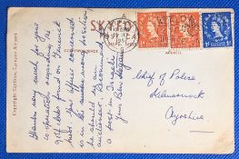 1957 Ben Hogan unique handwritten postcard – addressed to the Chief of Police Kilmarnock, Ayrshire