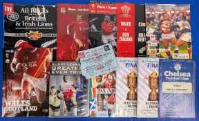 Collection of 10x Football and Rugby Programmes with a match ticket for the game between Llanelli