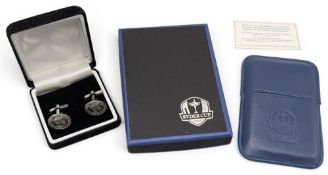2014 Ryder Cup Gleneagles Leather Business Card Wallet, boxed unused, plus a pair of The
