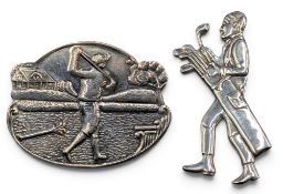 2x Good Silver Golf Brooches/Badges, one hallmarked London 1922, and a 925 embossed brooch #19g