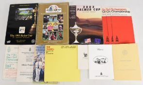 Golf programmes and publications to include programmes - Ryder Cup 1993 and 1997, Palmers Cup