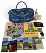Vintage Jimmy Dickinson (Jack Niclaus’ Caddy) Golf Bag with the personal books and belongings of