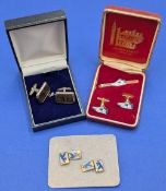 c1930 Art Deco Golf Cufflinks, plus a c.9170 set, and a Jermyn Street set with tie clip of sports