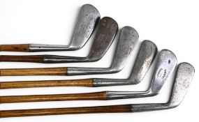 6x Various L model Golf irons incl Tom Stewart St Andrews mid iron, Robert Forgan Flag and Green