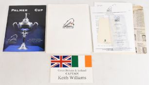 Golf Palmer Cup 1999 programme multi-signed by both teams, a Palmer cup folder with a dinner