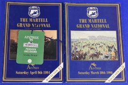 Horse Racing signed Grand National racecards and ticket to include 1994 programme hand signed by R