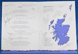 Multi-signed Ryder Cup 2014 Gleneagles Scotland Gala Dinner Menu – features 13x signatures in pencil