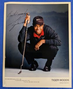 Fine Tiger Woods signed Photograph inscribed in ink ‘Best Wishes Tiger Woods’ #8” x 10”