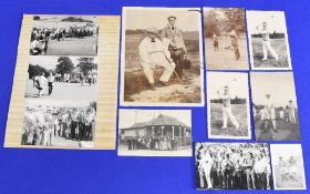 Vintage Golfing Photographs and Postcards including a set of six photographs laid down on card, a