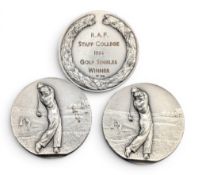 1963-63 RAF Staff College Golf Winner Silver Medals, singles and foursomes #88g (3)