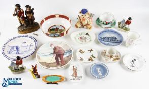 Golf Collectibles Ceramic Golf Theme China: to include 3 modern Staffordshire golf figures, Foley
