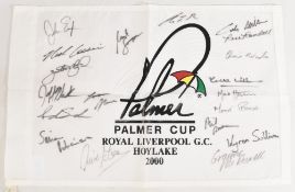 2000 Palmer Cup Pin Flag signed by both teams including Graeme McDowell, Simon Robinson, Keith