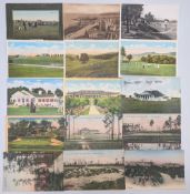 15x Period Golf Postcards, to include USA and GB cards -Pinehurst, Wentworth House NH, Hershey
