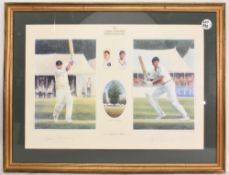 Framed Cricket Kent and England Print for Chris Cowdrey’s 1989 Benefit signed by both Chris and