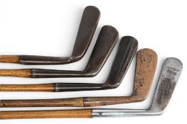 5x Various Golf putters incl flanged sole Precision showing the Nicol hand mark, long head round