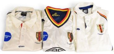 Formby Cricket Club player issued or match worn clothing to include a white cricket shirt size L,