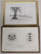 Cricket interest framed Sketch by Jack Russell, limited edition 11/450 personally signed to Bob “The