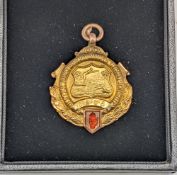 9ct Gold Ulster Amateur Swimming Association Medal 1939, 50 yards girls free style 2nd hallmarked
