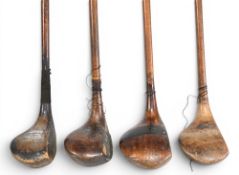 4x Socket neck woods incl bulldog stamped diamond sports to the crown, large head stripe top plus