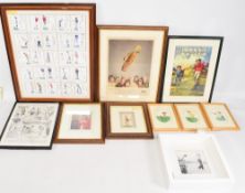 10x Golf themed framed pictures and prints to include a set of twenty-five 1939 reprinted John