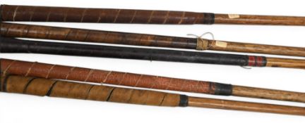5x Assorted late scared neck woods incl a golden beechwood stamped Paxton to the crown with a