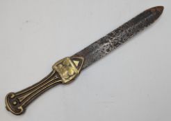 Anique Bronzed Handle Dagger, possibly Persian, with age related wear, 35cm long