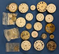 Collection of Antique Pocket Watch Movements, plus wristwatch movements, enamel dial pocket