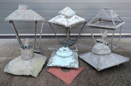Collection of Antique Copper Street / Railway Lanterns / Lights. Selection includes Parkinson