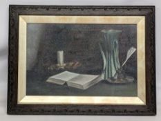 Period Oil on Canvas Painting Still life, on a Windsor & Newton’s canvas under glass, no signature -