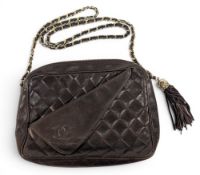 Vintage Chanel Leather Quilted Tassel Shoulder bag, in brown lambskin leather, in good used