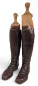 Pair of Gents Edwardian Leather Riding Boots, possibly with boot trees by Maxwell London, in used