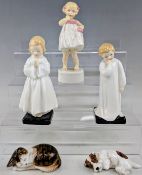 Collection of Bone China Figurines (x5), Mostly Royal Doulton. To includes sleeping cat / kitten (