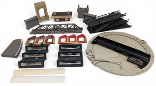 Collection of Tri-ang Railway Scenery Buildings and Accessories. Including bridges, station shop,