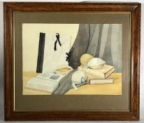 A Baldwin Watercolour Painting Still life, under glass - size #63cm x 73cm