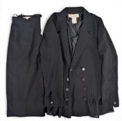 Vintage Karl Lagafeld Black Pleated Jacket and Skirt Suit, made in France size 40m, jackets chest #