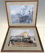 Collection of framed and glazed Steam Train Prints (x5). Print train numbers include: 34098,