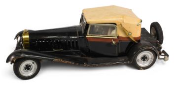 Large Bugatti Type 41 Royale Model Car kit, well-made by unknown maker, with working steering,