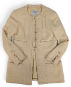 Vintage 1993 Chanel Boutique Tweed Jacket, in yellow, CC logo buttons, four front pockets, in good