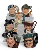 7x Small Royal Doulton Tobby Gug Figures, to include Dick Turpin D6535, Neptune D6552, Tam O’Shanter