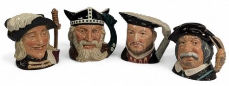 4x Royal Doulton Toby Jugs to include: Sancho Panza D6456, Henry VIII D6642, Viking D6496, Aramis