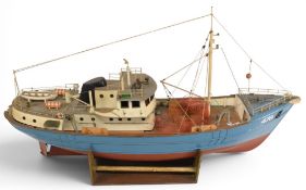 Billing Wooden Boats Kit Nordkap North Sea Trawler Boat, model boat kit B476, well built on stand.
