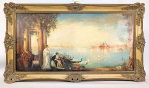 Oil on Canvas Painting by ‘Norman Henry French’ (1906-1984), mounted in Gold Gilt frame. Venetian